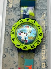 Uhr SWATCH Scuba OVER THE WAVE (SDN105)-NEU/NOS-Neon/Bunt-Ansehen!