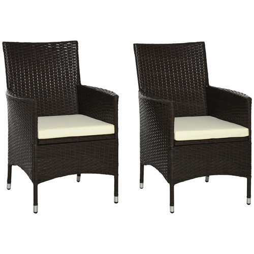 Sedie rattan 2pz marrone - rattan, pe