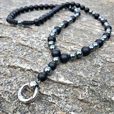 Collana uomo nera onice anello