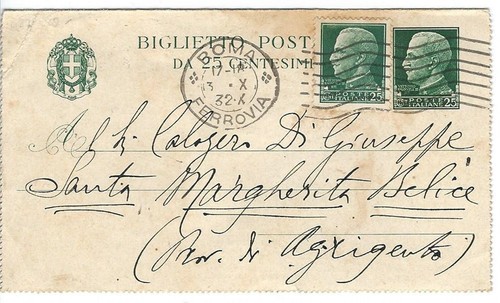 Biglietto postale 1931 - biglietto,