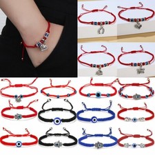 Corda portafortuna blu malocchio corda rossa fatta a mano intrecciata bracciale regolabile ingrosso