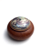 Scatolina in Radica di Erica e Porcellana Contenitore Artigianale da Collezione