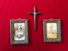 ARTE SACRA lotto 2  canvas crocefisso  inizio '900 MADONNA con BAMBINO jesus 