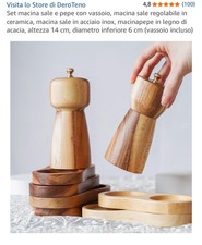 Set Macina Sale E Pepe Con Vassoio, Macina Sale Regolabile in Ceramica, Macina S