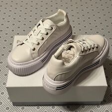 Sneakers stringate in pelle di vitello plateau Pollini UK 3 EU 37 bianche