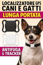 LOCALIZZATORE GPS CANI GATTI COLLARE TRACKER ANIMALI PET ANTIFUGA LUNGA PORTATA