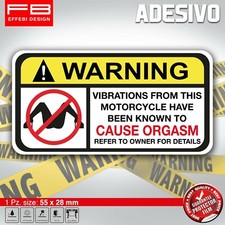 Adesivo Sticker WARNING ATTENZIONE HOT SEXY ORGASM MOTORBIKE Serbatoio Moto 5cm