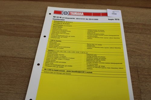 Yamaha rd50m 2e0 1978 scheda - 2e0,