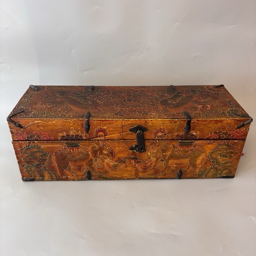 Antico baule legno dipinto - antico,