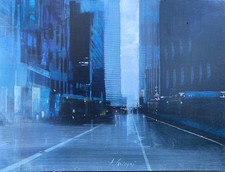 AGOSTINO CANCOGNI - SERA IN CITTA' - Olio su Tavola cm 30x40 - URBAN