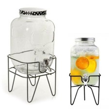 Dispenser distributore bibite bevande barattolo vetro rubinetto 4 litri supporto