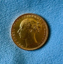 Sterlina ORO 22 kt del 1872 moneta della Regina Vittoria giovane Regno Unito SPL