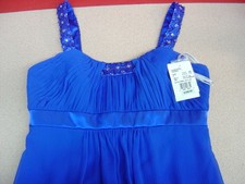 Donna David Sposa Blu Reale Impero Vita Completa Lunghezza Abito Taglia 4 Nwt