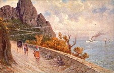 Cartolina Strada Capri ad Anacapri 1917 G Carelli Dipinto Veduta Monte Solaro