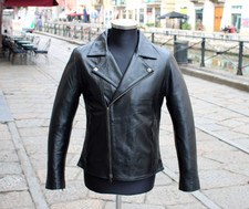 Giubbotto chiodo pelle nero moto biker leggero Guendj Milano taglia M