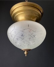 Antica plafoniera in vetro e ottone Italia anni '60 in perfette condizioni