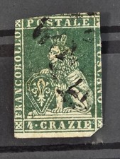 Antichi stati - 1857 - Francobolli Toscana 4 Crazie Verde Lotto Toscano