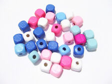 50pz misti perline cubo in legno 10x10mm colori vari