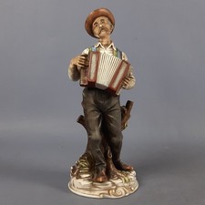 Statua Capodimonte Biscuit Suonatore Fisarmonica Scultura Vintage XX Sec.