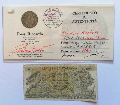 Banconota 500 lire aretusa del - banconota,