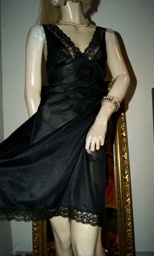 Sottoveste vintage lucido - , nero