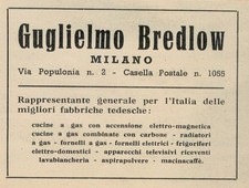 Pubblicita' Vintage Originale anni 50:Cucine Tedesche Ditta Bredlow, Milano