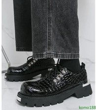 Scarpe da uomo stile britannico retrò tacco grosso punta tonda creeper casual in pelle taglia