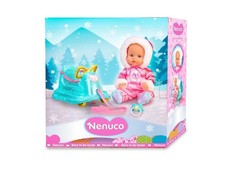 Nenuco Bambola 35cm con Slitta e Tuta da Neve Rosa 2+