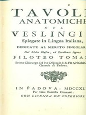 TAVOLE ANATOMICHE DEL VESLINGIO SPIEGATE IN LINGUA ITALIANA TOMASI FILOTEO