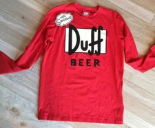 T SHIRT SIMPSONS Duff birra maniche lunghe UOMO ROSSO  MAGLIETTA ORIGINALE tg. S