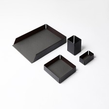 Set Scrivania Acciaio Nero e