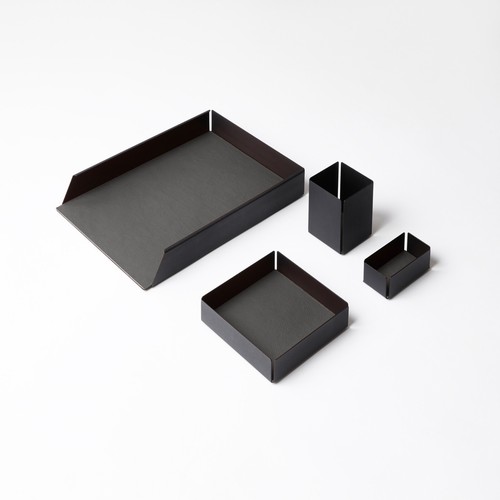 Set scrivania acciaio nero - set,