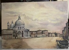 quadro a olio su tela paesaggio Madonna Della Salute Venezia Firmato Maragliano