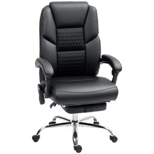 HOMCOM Poltrona da Ufficio Massaggiante Riscaldata Reclinabile in Pelle PU Nero