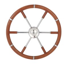 Teak Wood Boat Steering Wheel Bright Yacht Steering Wheel 35mm Wheel Diameter