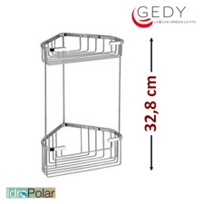 ANGOLARE PORTA SAPONE OGGETTI DOCCIA VASCA 2 RIPIANI IN ACCIAIO GEDY NEW