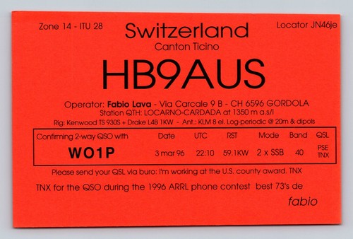 Radioamatore qsl hb9aus - radioamatore,