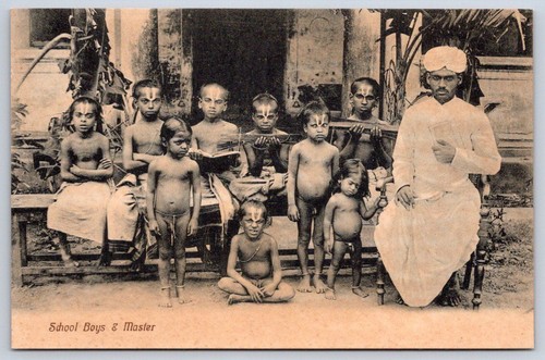 Cartolina antica india - antica, scuola