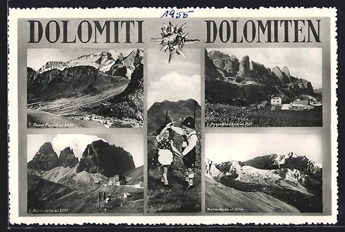 Cartolina passo pordoi - pordoi, /