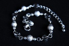 Bracciale braccialetto regolabile argento da donna palline zigrinate e stelle