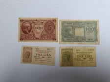 LOTTO 4 BANCONOTE 1-2 E 5 LIRE