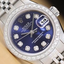 Rolex Lady Datejust 79174 Quadrante Blu 18K Oro Bianco Acciaio Orologio Diamante