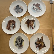 LOTTO (6) Schumann Arzberg 7,5" piatto da dessert per cani corona d'oro E&R Baviera Germania