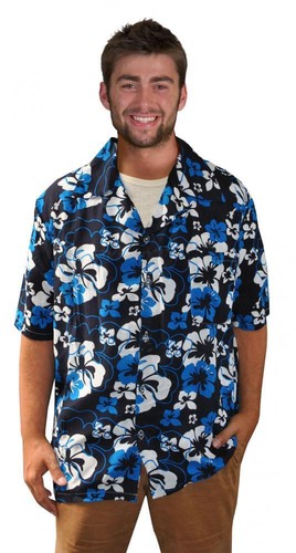 Camicia hawaiana blu fiori - camicia,