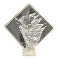 Statua statuina acrilica lucite incisa laser 3D mago Merlino mago trasparente