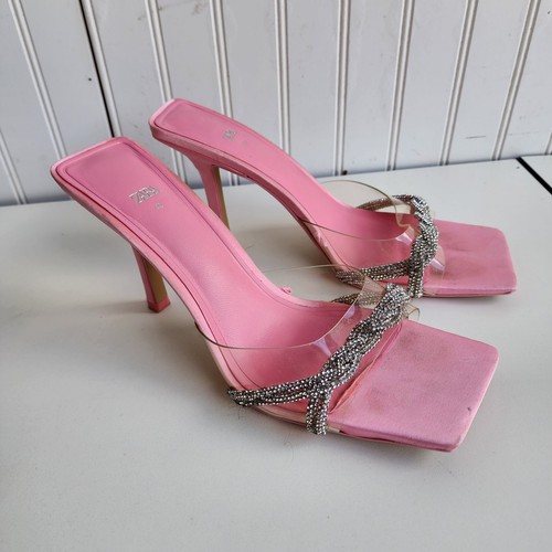 Zara rosa ciabatte tacco alto