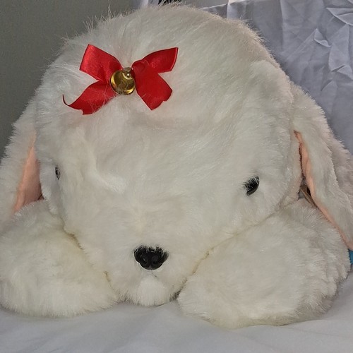Peluche cane peloso bianco