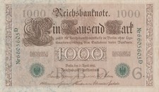 GERMANIA GROSSA BANCONOTA 1.000 MARCHI 1910 CIRCOLATA