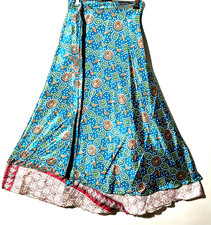 Incredibile-art Vintage Silk Sari Magic Wrap Skirt Gonna reversibile a doppio...