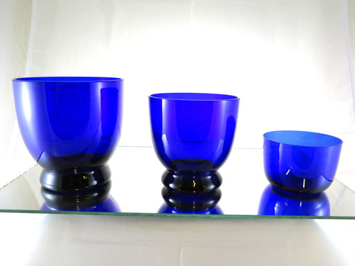 Tre coppe vetro blu vintage - blu,